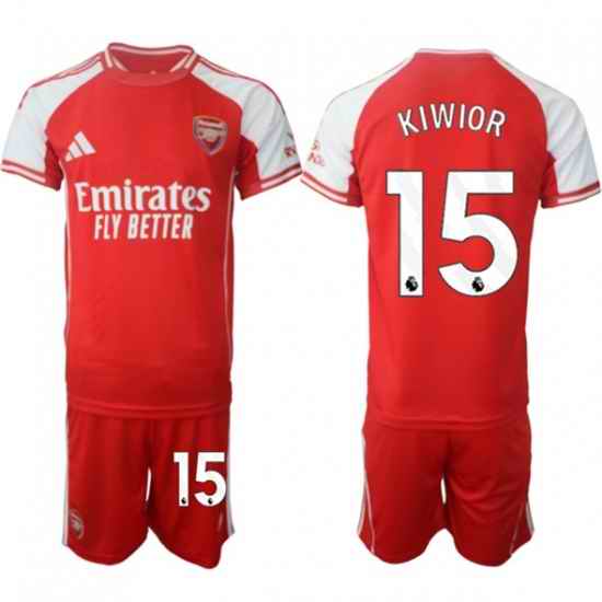 Men Arsenal FC 15 Jakub Kiwior Red 2025 Home Soccer Jersey Suit